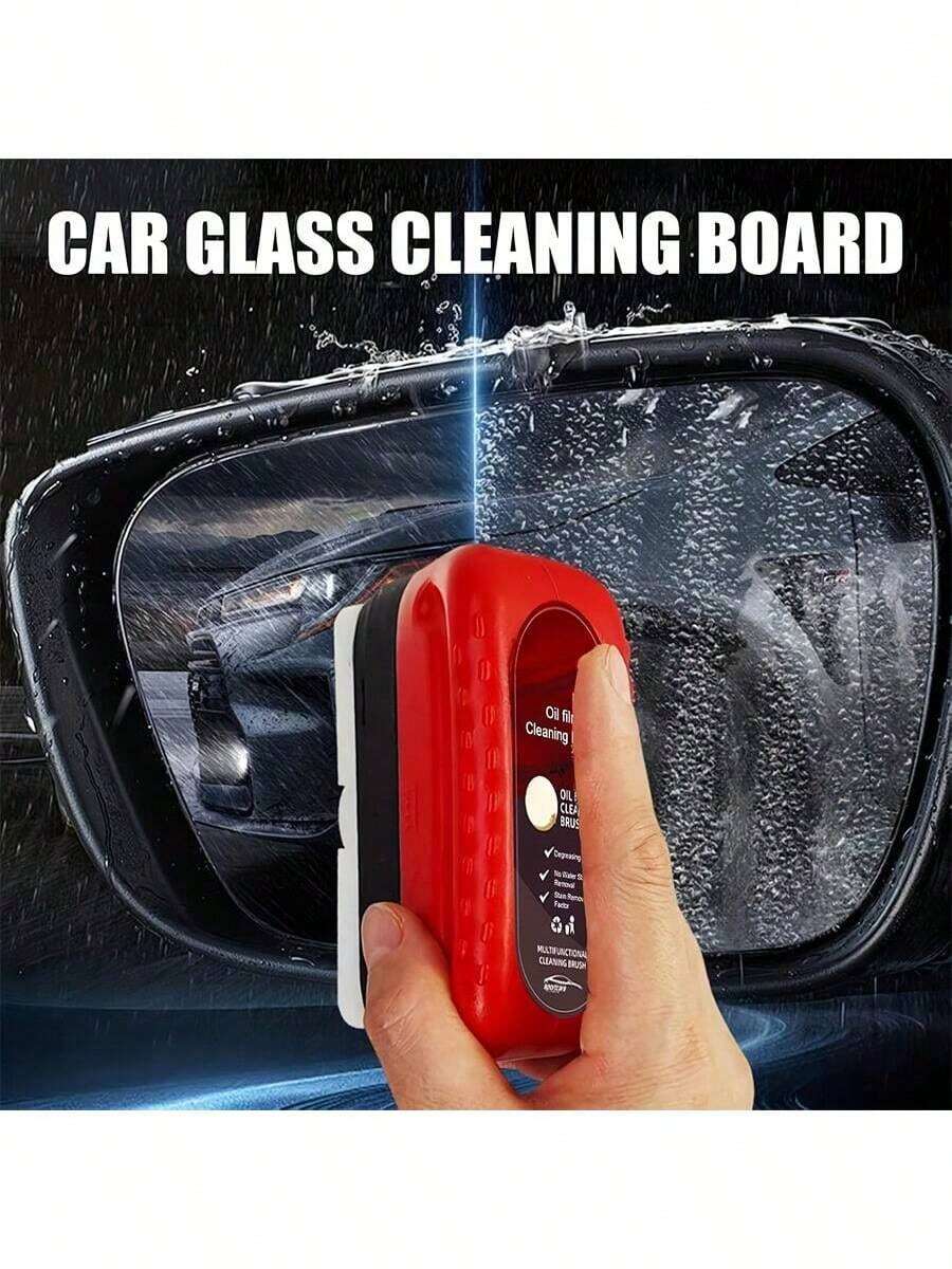 1pc Car Glass Oil Film Cleaning Brush - Powerful Stain Removal With Long-Lasting Protection For Windshield & Windows
