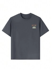 4 Pieces Set Tween Boy Casual Printed Crew Neck Short Sleeve T-Shirts, Summer Student Clothing - Wear Our Comfortable And Fashionable Children's T-Shirts To Explore The World! - Apricot - View 7