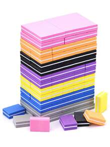 50pcs/Set Colored High Elastic Foam Nail Files, Double-Sided Mini Manicure Files, Portable Nail Care Tools
