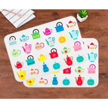 6 Piece Souplat Kit Printed Placemat Washable Heat Resistant Plastic - Ấm trà - Xem 1