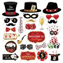 24 Stück/25 Stück Casino Themen Party Dekoration/Casino Themen Ausschnitte/Casino Themen Dekorationen/Casino Themen Foto Requisiten - Verschiedenfarbig - Übersicht 8