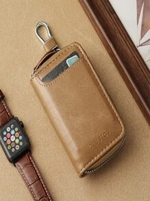 2025 Shopping Festival Promotion, Minimalist High-End Leather Key Pouch For Men, Large Capacity Waist Hanging Real Soft Leather Multi-Function Zipper Key Holder Card Case 2-In-1 - Multicolor - View 5
