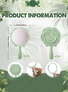 24pcs Gift Set - Rose Flower Mirror + Gift Bag + Greeting Card, Bride's Return Gift, Rose Flower Shaped Mirror, Plastic Portable Mirror, Bride's Thank You Card (With Organza Bag), Wedding Party Favor, Bridesmaid Gift (For Guests), Bridal Shower Supplies - Multicolor - View 2