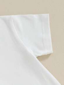 0-24M Baby Summer Romper Casual Short Sleeve Round Neck Zip Up Jumpsuit Infant Clothes - trắng - Xem 6