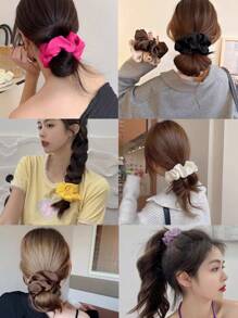 6/8/24 pièces Élastiques à cheveux très élastiques, satin doux et lisse. Les élastiques n'abîment pas les cheveux. Différents styles et couleurs disponibles, convient à tous les âges