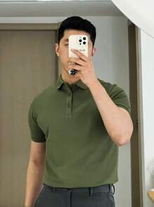 Basic UNISEX POLO Shirt - 軍綠色 - 查看 1