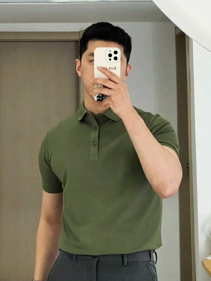 Basic UNISEX POLO Shirt - 軍綠色 - 查看 1