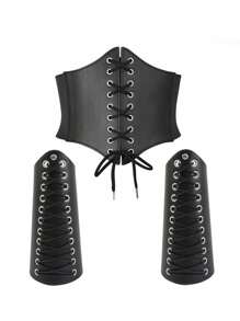 3PCS gotic Harajuku elastic lat talie reglabilă încheietura mâinii apărătoare medieval războinic rol joc recuzită Halloween