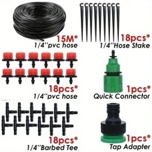 Sistema de riego por goteo para jardinería, set de regadores de micronebulización de dos salidas en color rojo, riego automático ajustable para macetas y herramientas de jardinería