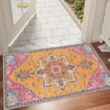 Washable Indoor Door Mat, Non Slip Retro Entryway Rug Doormat Quick Absorbent Entrance Rug Distressed Front Door Mat, Welcome Mats Floor Mat Doormats For Kitchen Home Patio - Gold/Pink - View 5