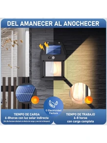 Paquete de 2 luces de pared solares impermeables para jardín - Negro - Ver 4