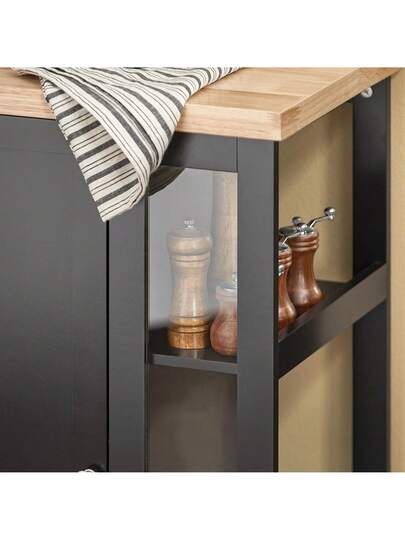 SoBuy FKW75 SCH, Kitchen Storage Trolley Serving Cabinet Tier Side Shelves, Zwart view 5