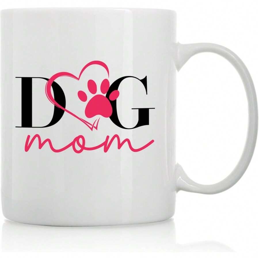 Taza de "Mamá de perro" - Taza de café divertida de 11 oz. para amantes de los perros - Regalos divertidos para papás y mamás de perros - Tazas de café y tazas con frases - Blanco - Ver 1