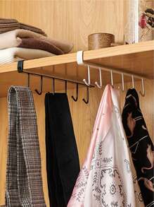 6钩铁艺置物架，金属衣柜架，杯架，厨房收纳架，衣架，帽子架，壁挂式收纳挂钩，适用于橱柜、衣柜、浴室、厨房、背包、学习用品等。 - 彩色 - 查看 3