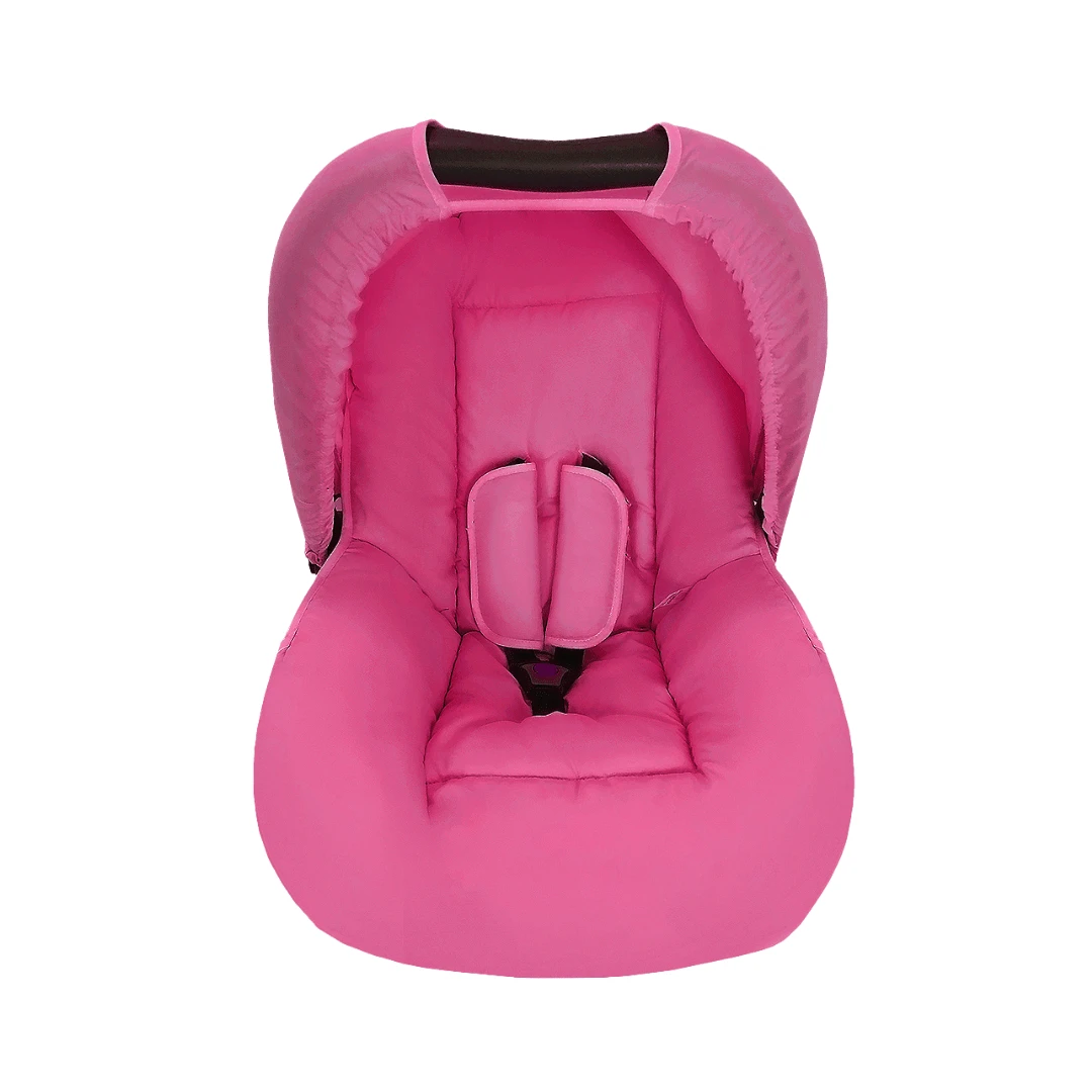 Combo - Baby Car Seat Cover, Sun Protection Hood And Belt Protectors - Various Colors - Hot Pink - View 1