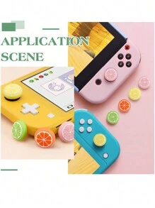 2 件卡通柠檬水果硅胶模拟拇指握把帽操纵杆帽保护盖按钮帽兼容 Switch OLED/Switch Lite/Switch 操纵杆保护盖 - 彩色 - 查看 4