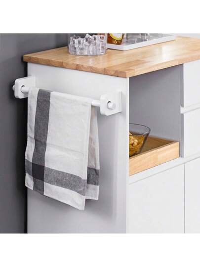 SoBuy Kitchen Trolley Storage Mobile Cabinet Rubber Wood Worktop W72 D42 H84cm FKW123 WN view 3