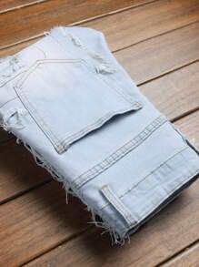 Men's Slim Fit Distressed Light Blue Washed Denim Jeans