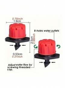 Sistema de riego por goteo para jardinería, set de regadores de micronebulización de dos salidas en color rojo, riego automático ajustable para macetas y herramientas de jardinería