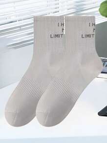 2 pares de calcetines tipo tripulación con estampado de letra "NO TENGO LIMITACIONES" para unisex, calcetines deportivos resistentes al olor y transpirables, calcetines para parejas, personalizados, motivadores, excelentes regalos para amigos, familia, parejas, niños, multicolor, talla 38-46