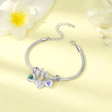 1pc Personalized Valentine's Day Gifts For Her,Family Diamond Charm Chain Bracelet For Women,Girlfriend,Wife,Valentine's Day Gifts,Custom Birthstone Bracelet, Birthstone Bracelet For Mom, Family Birthstone Bracelet, Family Birthstones, Personalized Gifts