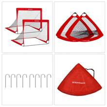 SONGMICS Set Of 2 Football Goal Foldable Football Net Quick Set Up Garden Classes Fiberglass Frame Oxford Polyester, Red - Red - View 7