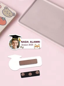 Back To School 1 Personalized Badge - Do Photo And Name Badge - Magnetic Badge - Nurse Student Badge - Custom ID Holder - Cute Badge - Teacher Gift - Nurse Gift - Doctor Gift - Student Gift - Lover Gift - Mother's Day - Father's Day - Graduation Cap-Birthday Or Anniversary Souvenir-My Name. - My Profession - Couples Gift - Best Gift For Mom, Dad, Wife, Husband, Girlfriend, Boyfriend- Graduation Brooch. - Graduation Gift