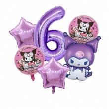 Sanrio 6PCS Sanrio Digital Balloon Kuromi Fashion Creative Digital Aluminum Film Balloon Family Banquet Ambience Dress Up Kuromi Anime Doll Background Decoration Kuromi Party Surprise Theme Wall Decoration Kuromi Holiday Anniversary Scene Setting Parts,Kuromi,Kuromi Birthday,Kurumi