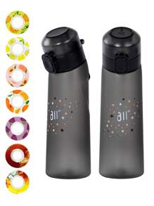 1pc Star Print Sports Water Bottle With 1pc Random Round Flavor Pod, Fruit Drink Flavor Pod, Outdoor Sports Creative Water Cup, Suitable For Fitness And Outdoor Sports, Fashionable Drinking Water Bottle, Birthday Gift - (Flavor Pods Only Improve The Sense Of Smell, Not Change The Taste) Does Not Change The Taste Of The Water, Just Makes It Smell Good - Multicolor - View 1