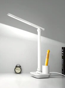 1PC LED Folding Desk Lamp USB Rechargeable/Plug-In Touch Dimmable Eye Protection Desk Lamp With Pen Holder For Office Bedroom Dormitory Study - White - View 10