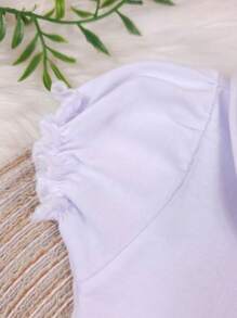 Pure & Posh Baby Body Menina Infantil Branco Manga Curta Com Gola Bordada Rococó - Branco - Visão 5