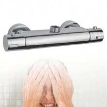 YUNRUX Shower Thermostat Shower Fitting Mixer Tap Shower Shower Thermostat Fitting Bathroom Thermostat Mixer Tap Shower Thermostat Fitting Shower Thermostat Chrome G3/4 - Silver - View 1