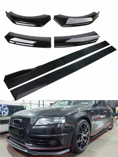 Car Front Bumper Lip Splitter Spoiler Side Skirts Kit Bumper Lip Wrap Splitter Automotive Air Dams Replacement For Most Vehicles Sedans