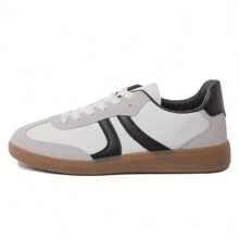 Women's Red Black Leopard Beige Gold Retro German Trainers – Lace-Up Low-Top Casual Sneakers [Size Up Half Size] - 黑色 - 查看 3