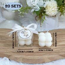 10/20 Sets Scented Bubble Candle Favors For Guests, Small Cube Candles With Acrylic Boxes Ribbon And Tags, Babyshower Gender Reveal Party Decorations, Wedding Bridal Shower Party Favors - 白色 - 查看 9