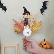 Halloween Artificial Flower Picks, Picks Stems With Pumpkin Witch Decor For Vases Floral Arrangement DIY Centerpieces Decor - White - View 3