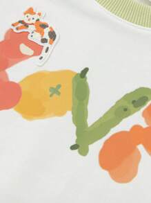 Balabala Young Girl 2 In 1 Sweatshirt, Casual Letter Print Long Sleeve Sweatshirt For Spring - Original White - View 4