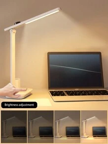 1PC LED Folding Desk Lamp USB Rechargeable/Plug-In Touch Dimmable Eye Protection Desk Lamp With Pen Holder For Office Bedroom Dormitory Study - White - View 3