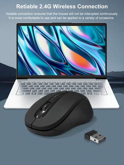 电池供电无线鼠标适用于办公室，家庭，PC，通用无线鼠标，商务办公静音简约无线鼠标