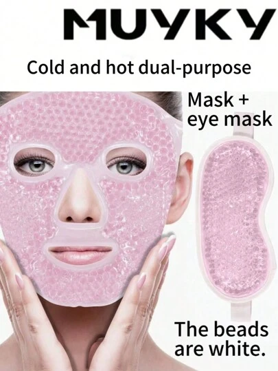 Máscara facial fría MUYKY, paquete de gel caliente y frío, máscara individual/máscara para ojos individual/combinación de máscara + máscara para ojos, spa facial para mujeres, estrés, cuidado de la piel, gran opción de regalo, escuela, vuelta a la escuela, viaje, artículos esenciales de viaje, artículos esenciales del hogar, máscara para ojos, máscara para dormir