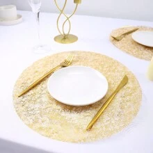 15/30/60/120 件一次性网状蕾丝金箔餐垫，适用于生日派对、节日、婚礼、晚宴、烧烤、室内外用餐、隔热、餐桌保护、家居厨房餐桌装饰 - 金色 - 查看 1