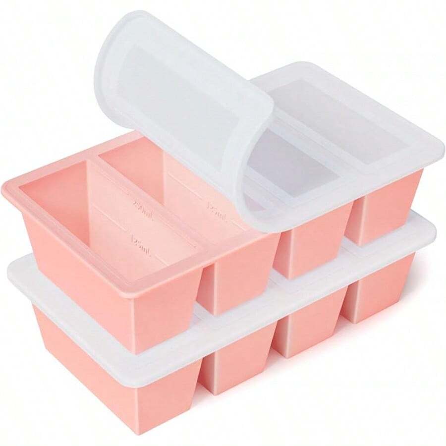 LAXDAMRE-Silicone Freezer Tray Sauce Cube:  Silicone Freezing Tray Broth Soup Storage - Freeze 250mL 125mL Souped Portion-2025 - Màu Hồng baby - Xem 1