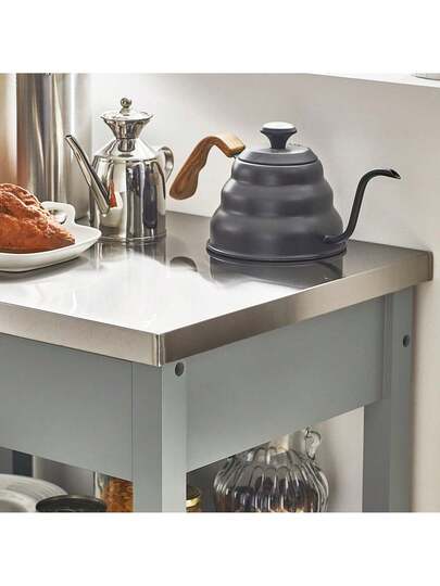 SoBuy FKW22 SCH, Kitchen Trolley Cart Storage Serving Cabinet Stainless Steel Worktop view 10