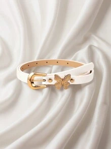 新款女士窄腰休闲腰带，蝴蝶设计，PU 皮革腰带适合牛仔裤、连衣裙、所有季节 - 蝴蝶型 - 查看 14