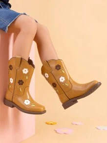 Girls Cowgirl Boots Kids Mid Calf Western Boots Riding Shoes For Toddler/Little Kid/Big Kid - Camel - View 3
