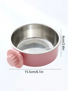 PETSIN 1pc Stainless Steel Hanging Dual-Purpose Pet Bowl With Anti-Spill Fixation For Dog Crate Use