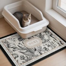 DAJIANG 1 Stück Badezimmerteppich, Fußmatte, Türmatte aus Seiden-Kreismaterial mit PVC, Topfpflanzenmuster, frischer Stil, rutschfest, fleckabweisend, leicht zu reinigen, blockiert die Tür nicht, geeignet für Restaurant, Außenbereich, Eingang, Heimdekoration, Badezimmerzubehör, Rückkehr zur Schule, Eingangsdekoration