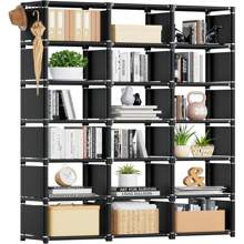 18-Cube Extra Large Book Shelf, DIY Cube Storage Organizer For Bedroom, Living Room, Home Office - Black - Black - View 8