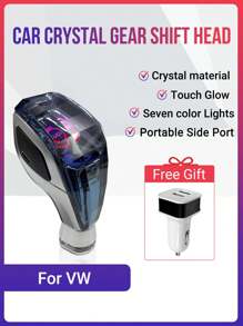 Acodo Pomo de palanca de cambios de cristal para coche, palanca de cambios con asa de cristal RGB LED, enchufar y usar, montaje lateral, agarre cómodo, resistente a arañazos, compatible con Lexus, Mitsubishi, Audi, Mercedes-Benz, Toyota