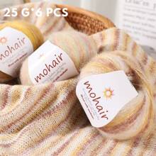 6 Balls Pack 150g (25g*6) Ombre Mohair Blended Yarn, Multicolor Rich, Suitable For Knitting/Crocheting Scarves, Hats, Sweaters, Shawls, Vests, Coats, Skirts And DIY Crafts, Home Goods